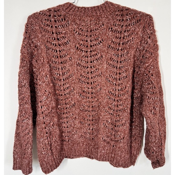Saltwater Luxe Women's Boxy Cropped Open Weave Pullover Sweater Rust Size L Soft - Picture 3 of 9